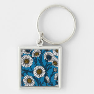 Daisies on blue keychain