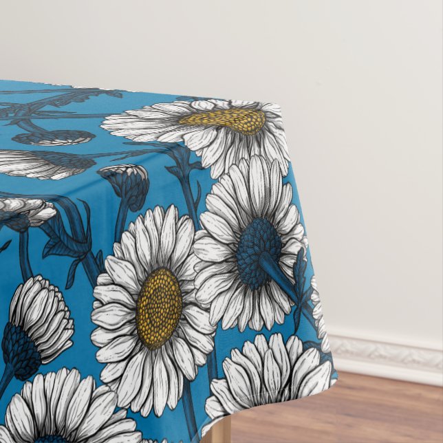 Daisies on blue tablecloth (In Situ)