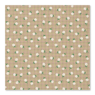 Daisies on Brown Plaid (medium scale) Wallpaper
