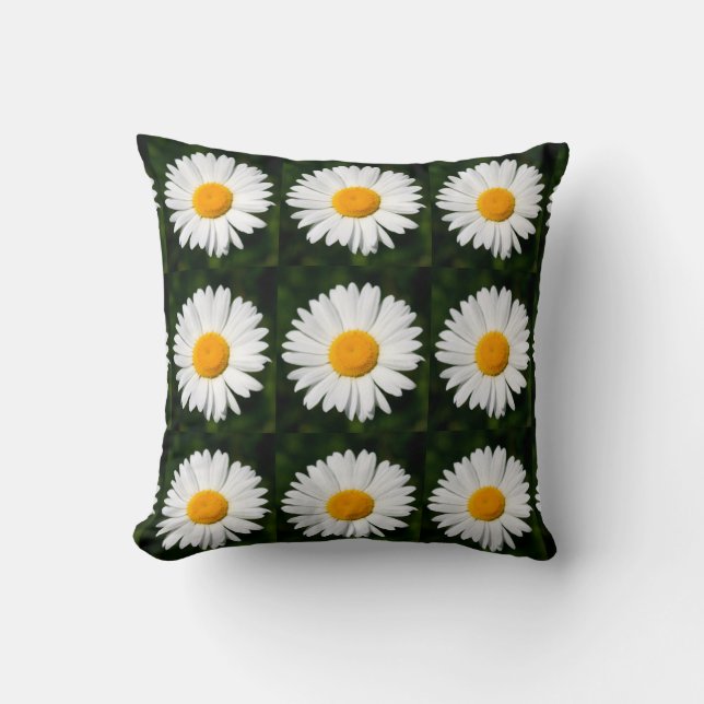 daisies on dark background throw pillow (Front)