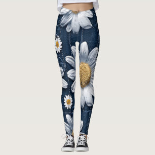 Daisies on Denim Leggings