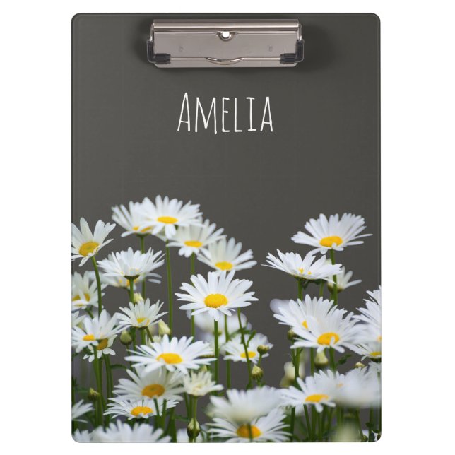 Daisies on Grey Personalised Clipboard (Front)