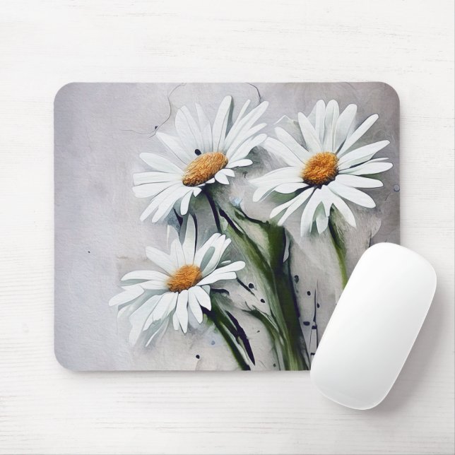 Daisies On Grunge Mouse Pad (With Mouse)