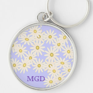 Daisies on lilac monogram premium keychain