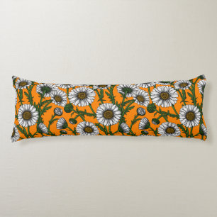 Daisies on orange body pillow