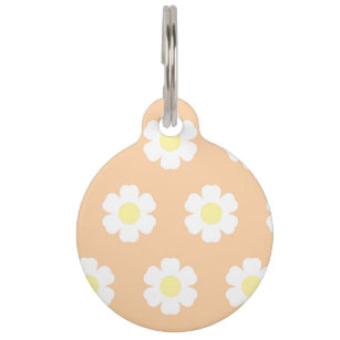 Daisies on Peach Background Pet Tag
