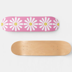 Daisies on pink  skateboard