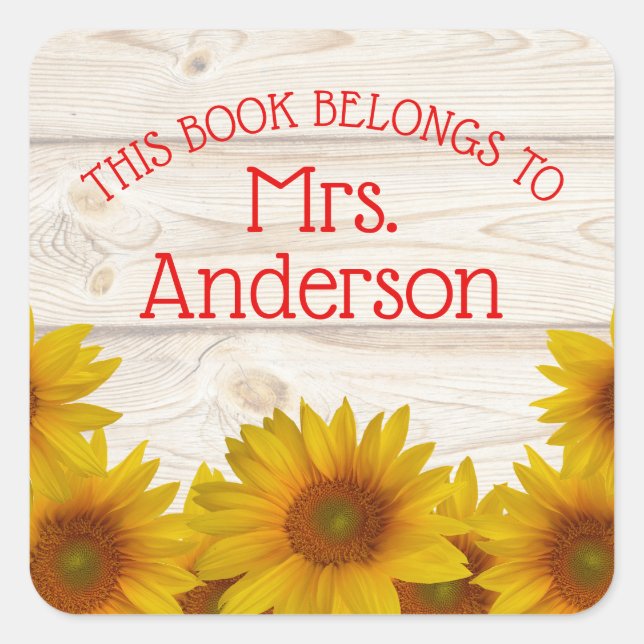 Daisies on Shiplap | This book belongs to Square Sticker (Front)