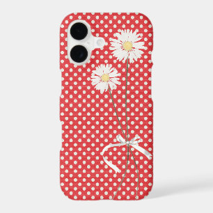 Daisies on White Polka Dots and Red