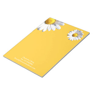 Daisies On Yellow Background Personalized Notepad