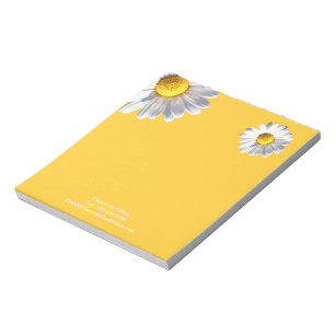 Daisies On Yellow Background Personalized Notepad