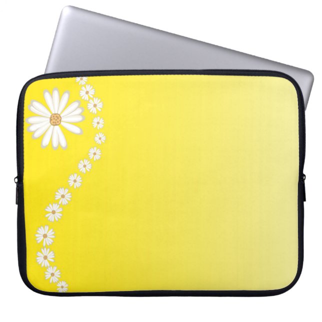 Daisies On Yellow Laptop Computer Sleeve (Front)