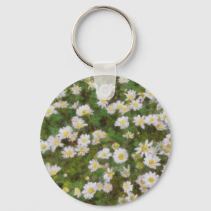 Daisies Painted In An Impressionist Style Keychain