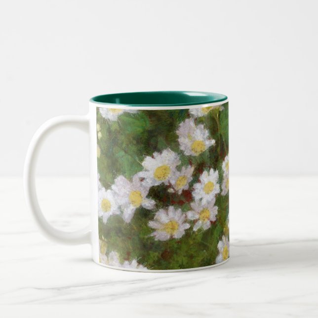 Daisies Painted In An Impressionist Style Two-Tone Coffee Mug (Left)