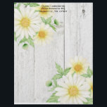 Daisies Personalized Letterhead<br><div class="desc">Personalized watercolor daisies business or personal letterhead paper.  White daisies on a rustic faux wood background.  Perfect for all your needs,  home or work office.</div>