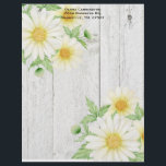 Daisies Personalized Letterhead<br><div class="desc">Personalized watercolor daisies business or personal letterhead paper. White daisies on a rustic faux wood background. Perfect for all your needs, home or work office.</div>