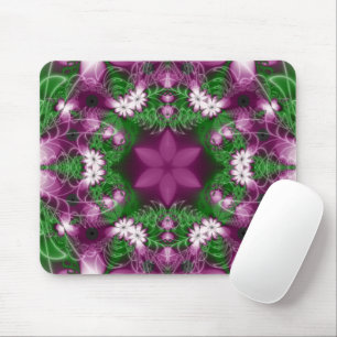 Daisies   Purple and Green Fractal Art Mouse Pad