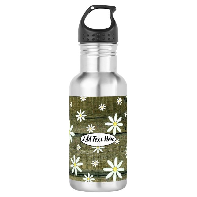 Daisies Rustic Barn Board Daisy Flower 532 Ml Water Bottle (Front)