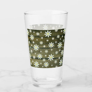 Daisies Rustic Barn Board Daisy Flower Glass