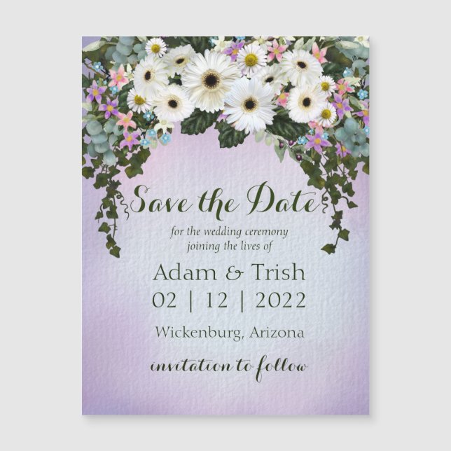 Daisies Save the Date Magnetic Card (Front)