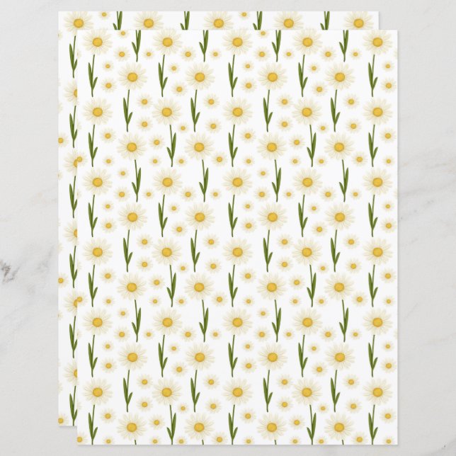 Daisies Scrapbook Paper (Front/Back)