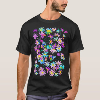 Daisies Spring Countryside Blue pink T-Shirt
