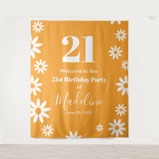 Daisies Spring floral Birthday Banner Backdrop Tapestry