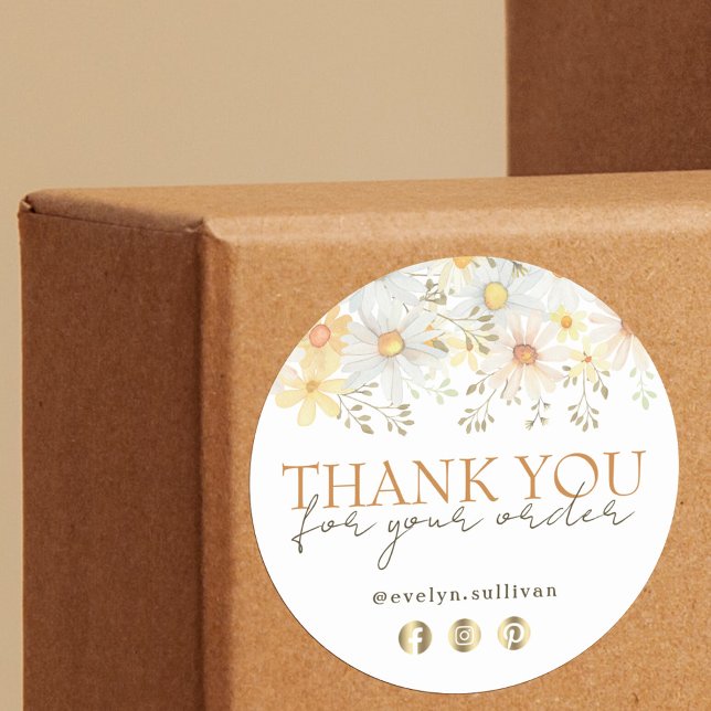Daisies Thank You Classic Round Sticker (Creator Uploaded)