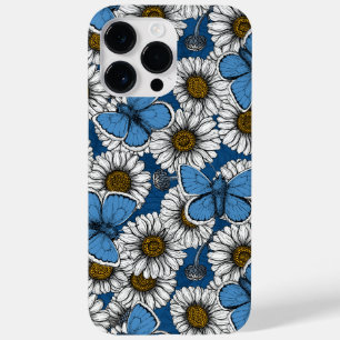 Daisies, white wild flowers and blue butterflies Case-Mate iPhone 14 pro max case