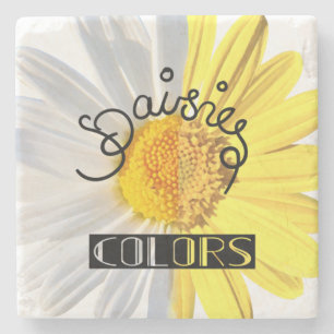 Daisies, white & yellow colours  stone coaster