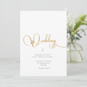 Daisies White Yellow Floral Script Wedding Invitat Invitation