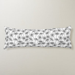 Daisies, wild flowers in black and white body pillow