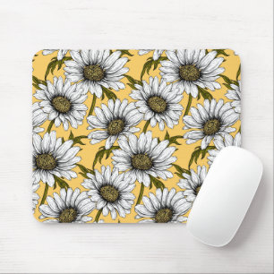 Daisies, wild flowers on blue mouse pad