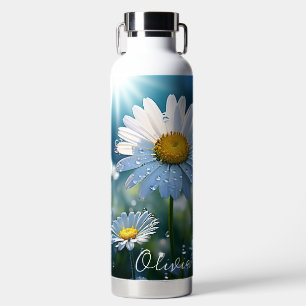 Daisies with Dew Drops Personalized Water Bottle