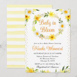 Daisies & Yellow Flowers Wreath Baby Shower Invitation