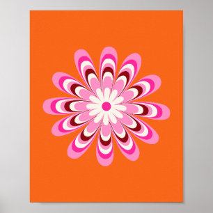 Daisy 04 Orange And Pink Poster