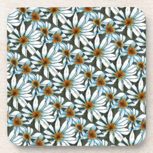 "Daisy #1 Tiled Pattern" Floral Coaster Set