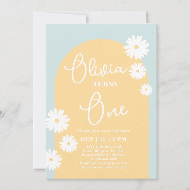 Daisy 1st Birthday Girl Invitation (Front)