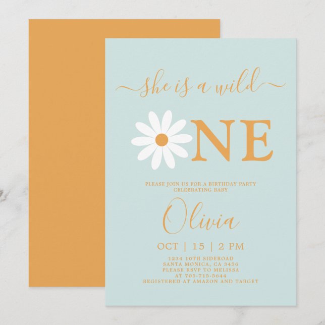 Daisy 1st Birthday Invitation (Front/Back)