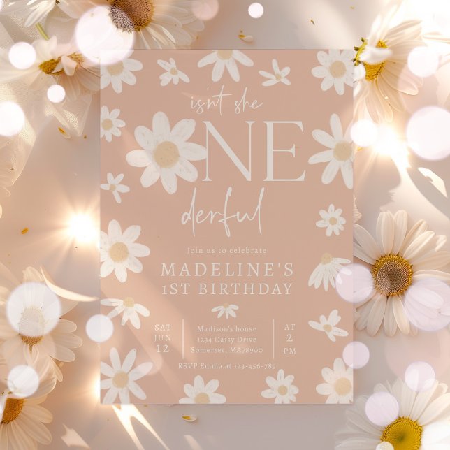 Daisy 1st Birthday Isn't She ONEderful Party Invitation (Creator Uploaded)