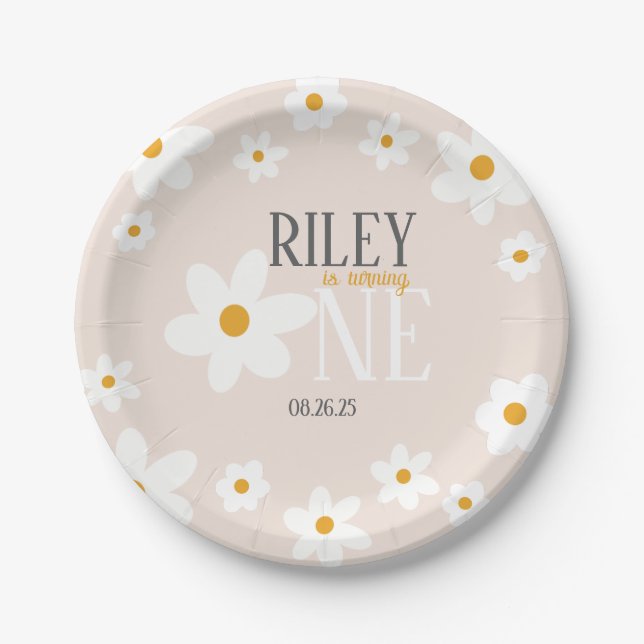 Daisy 1st Birthday Plate (Front)