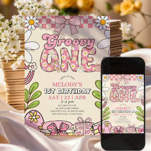 Daisy 1st Birthday Retro First Birthday Invitation