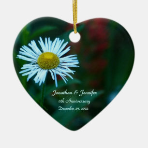 Daisy 5th Wedding Anniversary Heart Shaped Ceramic Ornament