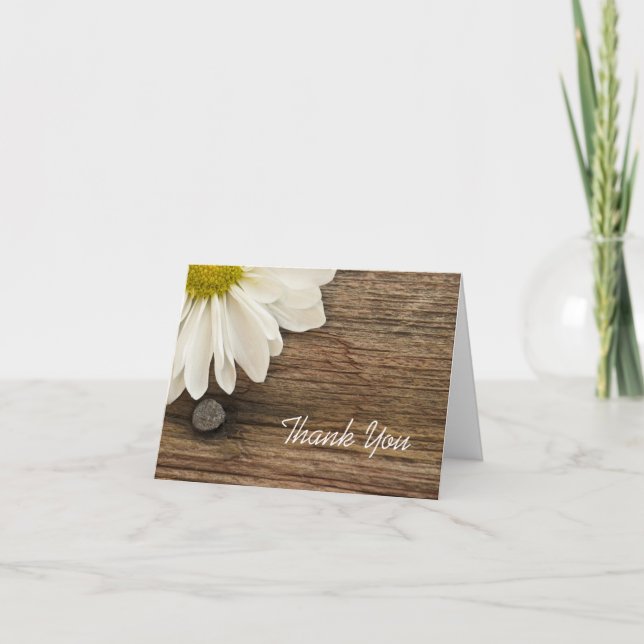 Daisy and Barn Wood Wedding Bridesmaid Thank You (Front)