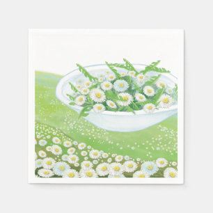 Daisy and Dandelion Spring Salad  Illustration  Napkin