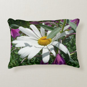 Daisy and Fireweed Wildflower Decorative Pillow