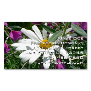 Daisy and Fireweed Wildflower Magnetic Business Card