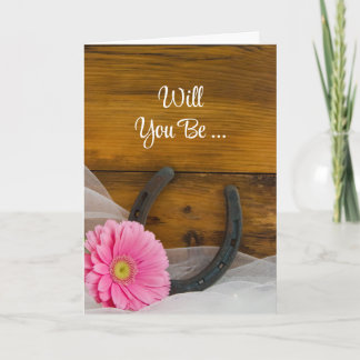 Daisy and Horseshoe Will You Be My Bridesmaid Invitation