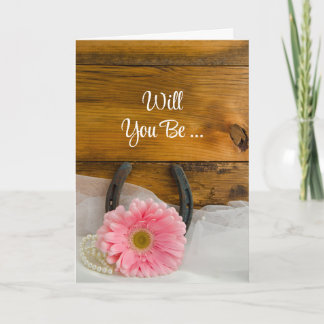Daisy and Horseshoe Will You Be My Bridesmaid Invitation