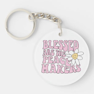 Daisy and Peace Makers Slogan Keychain